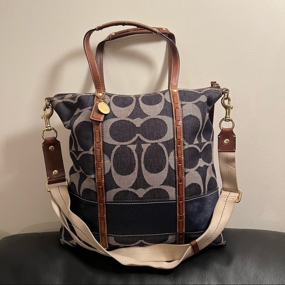 RARE Coach Limited Edition Signature Denim Magazine Tote Bag
